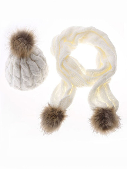 Casual Winter Warm Knit Scarf And Hat