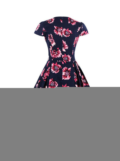 Casual Graceful Sweet Heart Floral Printed Plus Size Flared Dress