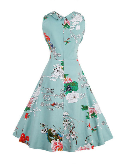 Casual Chic Floral Printed Sweet Heart Plus Size Flared Dress