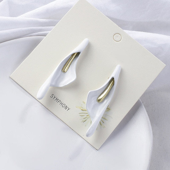 AENSOA Fashion Earrings for Women 2020 Long  White Geometric Calla Lily Flower Drop Earrings Women Elegant Brand Earring Jewelry