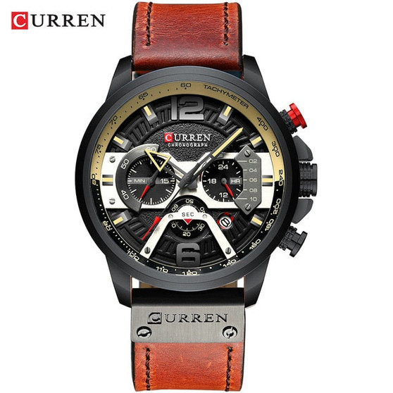 CURREN Casual Sport Watches for Men Blue Top Brand Luxury Military Leather Wrist Watch Man Clock Fashion Chronograph Wristwatch