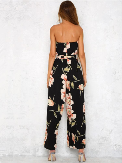 Bohemia Floral Off Shoulder Wide Leg Jumpsuits