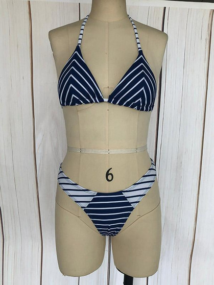 Triangle Striped Bikinis Swimwear