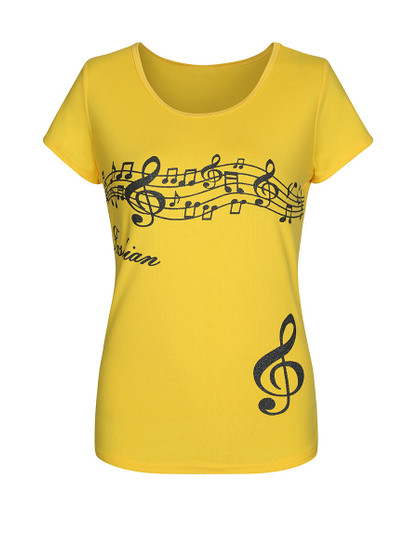 Casual Music Score Printed Round Neck Short Sleeve T-Shirt