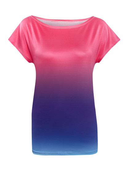 Casual Colorful Gradient Short Sleeve T-Shirt