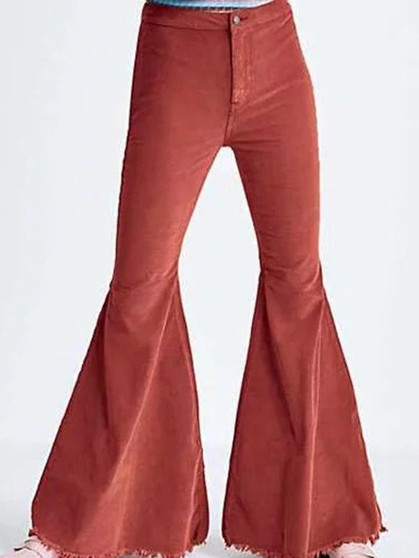 Solid Color Bell-bottom Pants