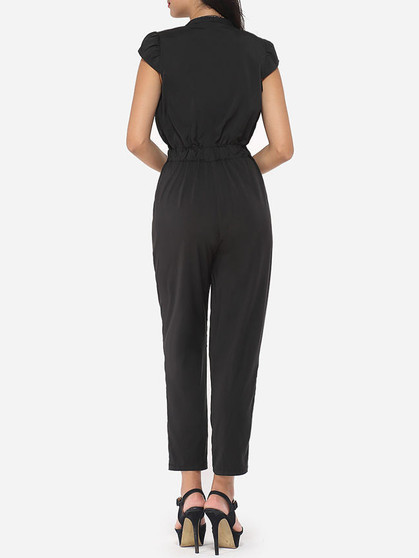 Casual Plain Pockets Designed Jumpsuits