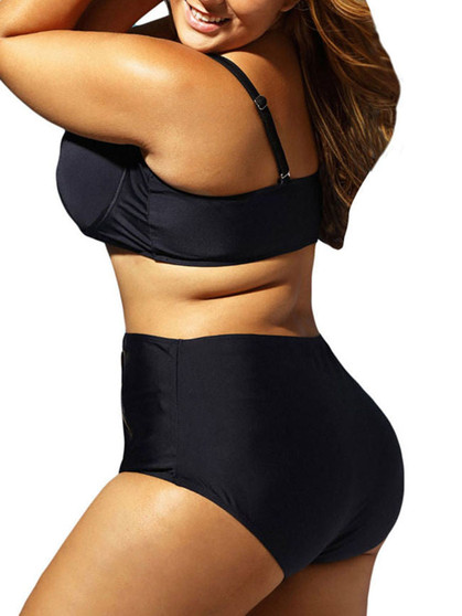 Casual Spaghetti Strap Zips Plain Plus Size Swimwear