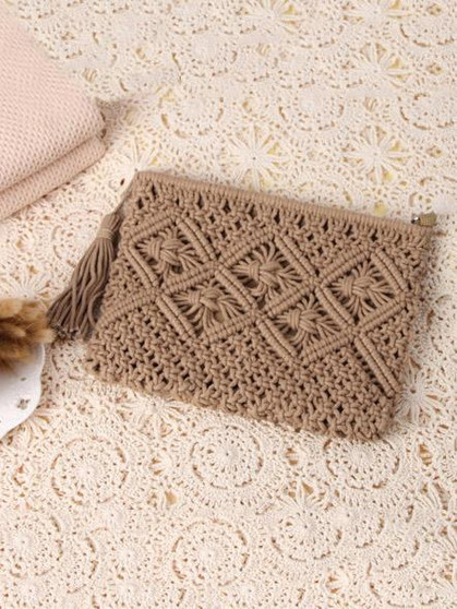 Knitted Bohemia Tasseled Handbag