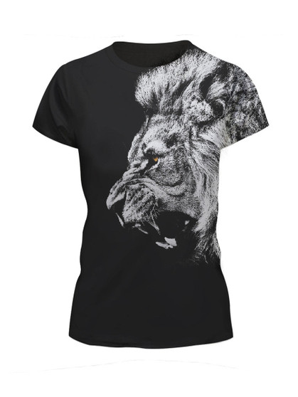 Casual Round Neck Lion Printed Short Sleeve T-Shirt