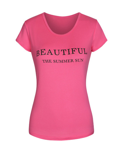 Casual Round Neck Short Sleeve T-Shirt In Letters Printed