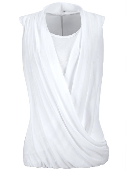 Casual Solid Ruched Chffion Sleeveless T-Shirt