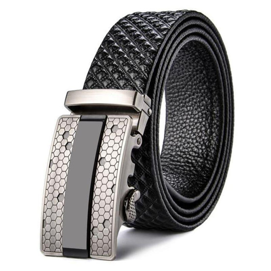 Genuine Leather Belt Cowboy Mens Luxury Plaid Casual Strap Belts