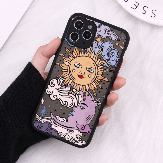 Funny Sun Moon Face Shockproof Phone Case Matte Candy Back Cover