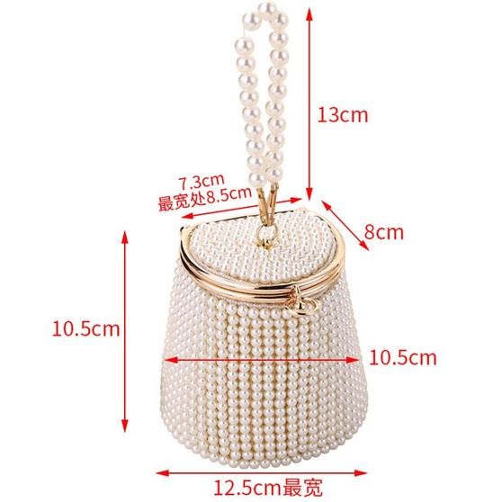 Handmade Bucket Design Evening Bags Beading Clutch Pearl Wedding Bridal Handbags