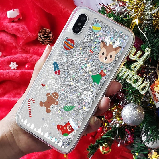 Glitter Quicksand Case iPhone X XR XS MAX Christmas Winter New Phone Cover