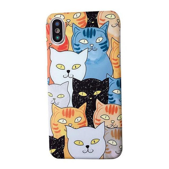 Colorful Cartoon Cat Phone Case Luxury Cute  iPhone Cases