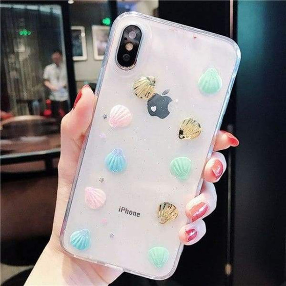 Glitter Laser Shell Cell Phone Case Transparent iPhone Case