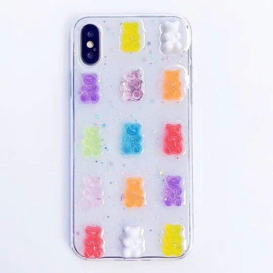 Cute 3D Gummy Bear Candy Color Transparent iPhone Cases