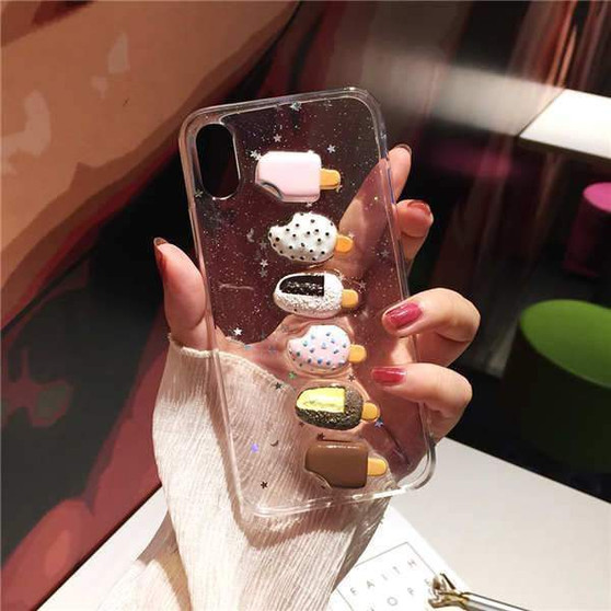 3D Summer Ice Cream Phone Case For iPhone Clear Cover