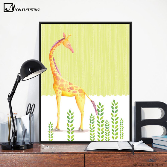 Nordic Art Fox Giraffe Elephant Poster Minimalist Canvas Painting Animal Abstract Wall Picture Print Modern Home Room Decoration