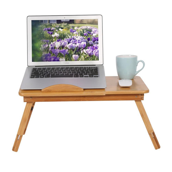 Portable Folding Bamboo Laptop Table Sofa Bed Office Laptop Stand Desk With Fan Bed Table For Computer Notebook Studying