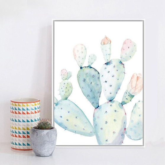 Nordic Art Print Pastel Watercolor Cactus Canvas Painting Poster Botanical Wall Art Pictures For Living Room Home Decor No Frame