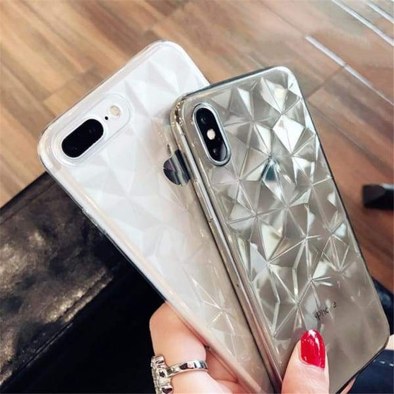 Diamond Texture Case For iPhone Luxury Transparent Cover