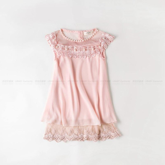 New Summer Costume Girls Princess Dress Children's Evening Clothing Kids Chiffon Lace Dresses Baby Girl Party Pearl Dress