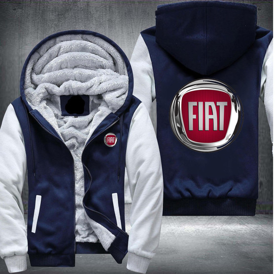 Fiat Printing Pattern Thicken Fleece Zipper Hoodies Jacket