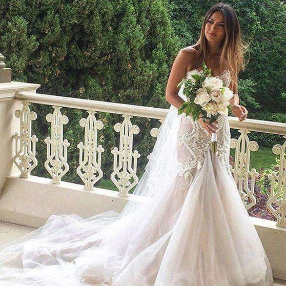 Gorgeous Beading Lace Sweetheart Strapless Mermaid Wedding Dresses, AB1520