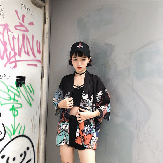 Japanese Harajuku Vintage Kimono Tops Shirts