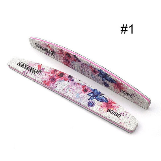 1 Pc Half-Moon-Shaped Nail File Nail Buffer Washable Grinding Polishing Sanding Buffing  Pedicure Nail Art Tools