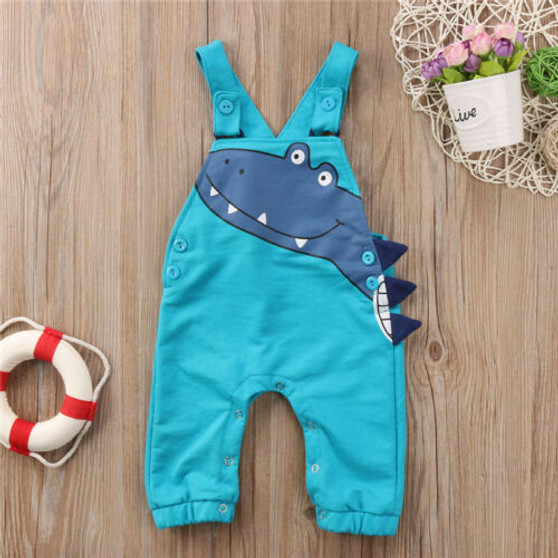 Pudcoco Newest Fashion Newborn Baby Boy Girl Clothes Cotton Dinosaur Strap Romper Jumpsuit Outfit Sunsuit