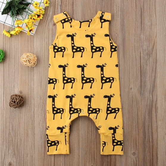 2020 Brand New 0-24M Cute Newborn Baby Boy Girl Sleeveless Cartoon Animal Cotton Romper Jumpsuit Outfits Summer Clothes