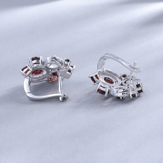Natural Garnet Gemstone Stud Earrings