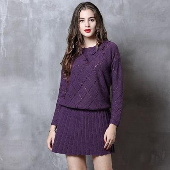 Long Sleeve A-line Vintage Sweater Dress