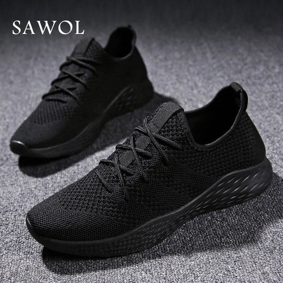 Men Sneakers Flats Mesh Slip On Loafers Fly Knit Breathable Shoes