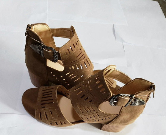 Women Sandals High Heel Gladiator Buckle Strap Fashion Shoes