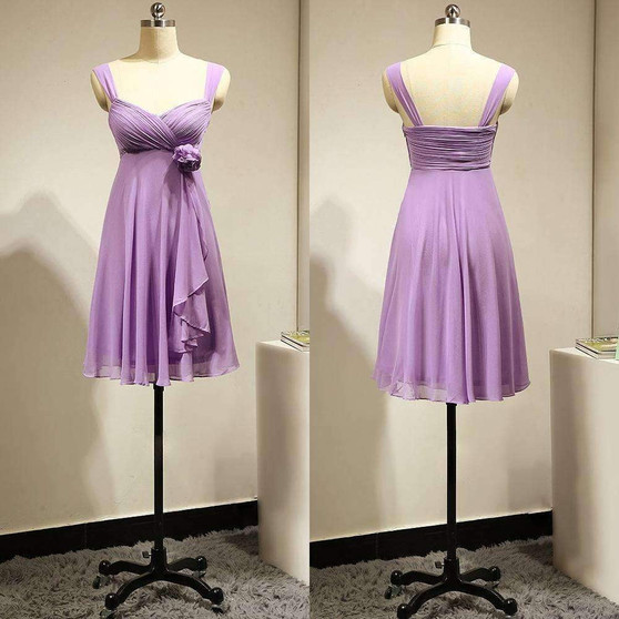 Purple Sweetheart Empire Chiffon Bridesmaid Dresses Short Prom Dresses