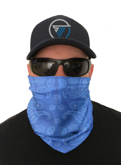 Biker Paisley Neck Gaiter Face Mask Sun Shield Bandana (Light Blue)