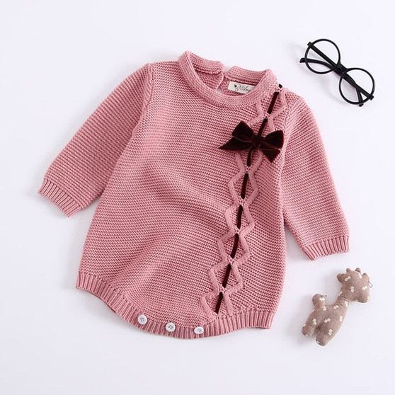 2021 Newborn Baby Girls Boys Knitted Romper Baby Clothes Cotton Woolen Baby Rompers Ruffle Infant Baby Boys Jumpsuit