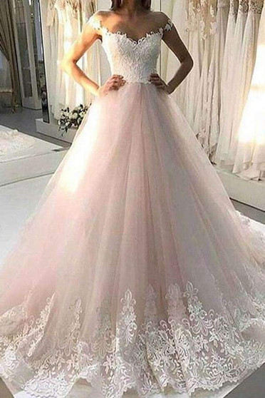 Elegant Off Shoulder Sweetheart Sleeveless Wedding Dress Ball Gown W531