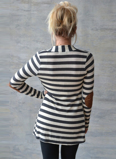 Striped Long Sleeve Open front Cardigan