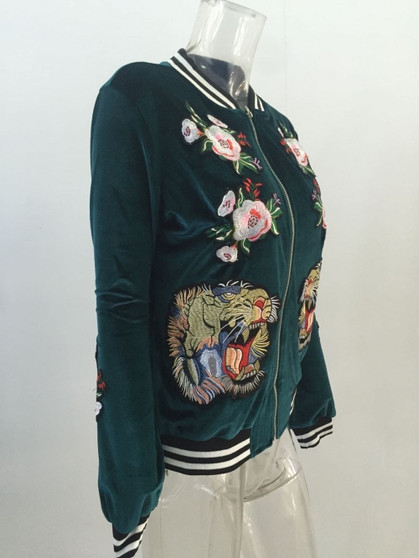 Womens bomber jacket flower animal embroidery velvet riverdale jackets