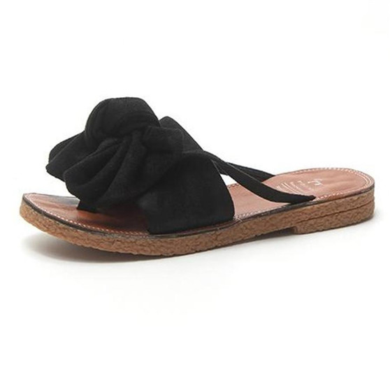 Casual Bow-Toe Flat-Bottomed Slippers