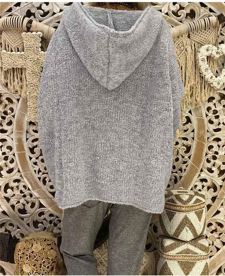 Casual Hooded Loose Fitting Plain Sweaters