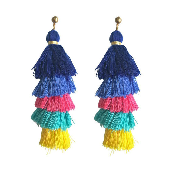 Handmade long tassel colorful bohemia style statement fashion party