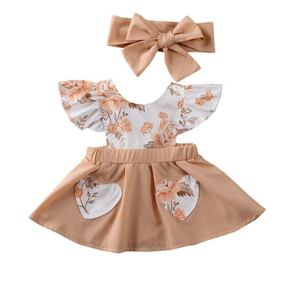 0-18M Newborn Toddler Baby Girl Romper Dress Clothes Floral Print Ruffles Sleeve Romper Jumpsuit Dress Outfit Summer