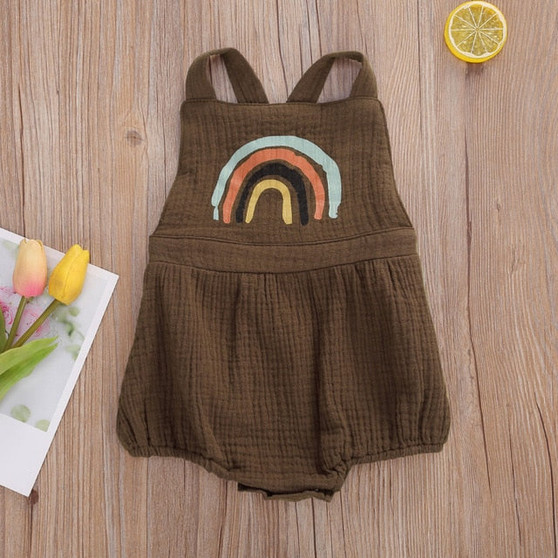 0-24M Newborn Infant Baby Girl Boy Rainbow Romper Jumpsuit Overalls Summer Sleeveless Clothes